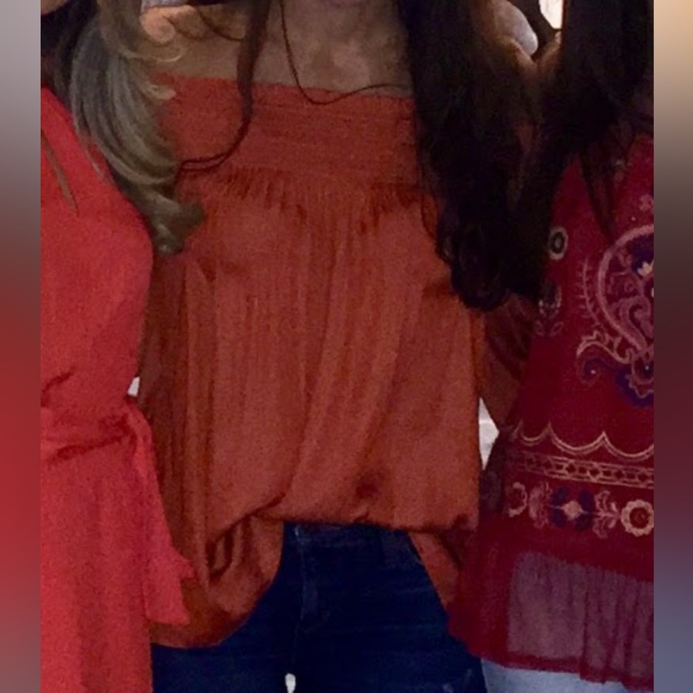 Loft Terracotta Off-Shoulder Blouse